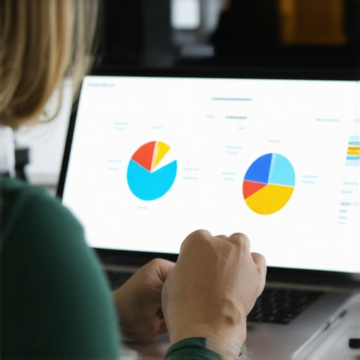 Advanced Local SEO Strategies in Action Person analyzing local SEO metrics on laptop showing graphs and data.