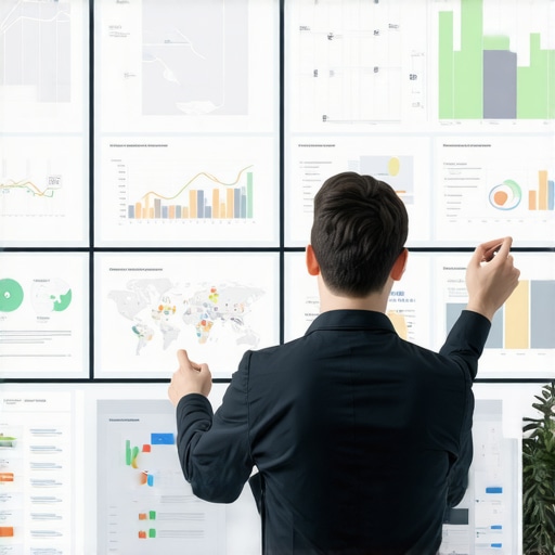 Expert Analyzing Local SEO Data SEO expert reviewing local SEO analytics and maps on dual monitors.