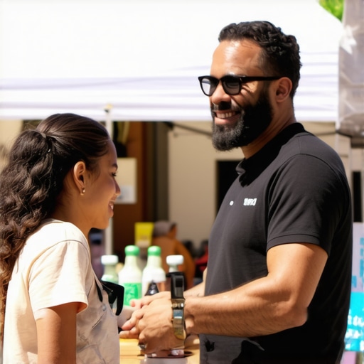 Business owner participating in local community event