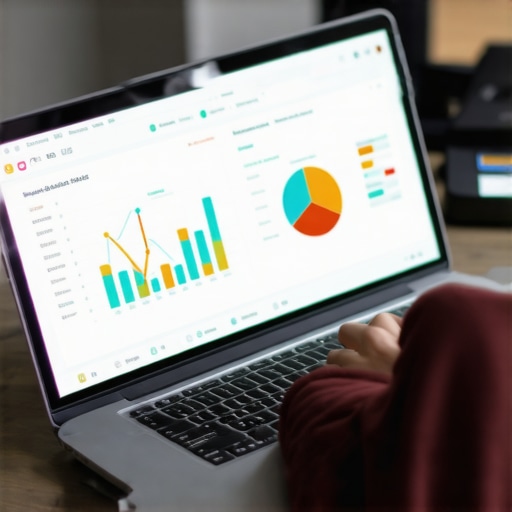 Analyzing Local SEO Data for Long-Term Success Person reviewing local SEO metrics on a laptop screen with charts and graphs.