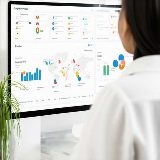 Person reviewing local SEO analytics on a laptop with charts and Google Maps interface