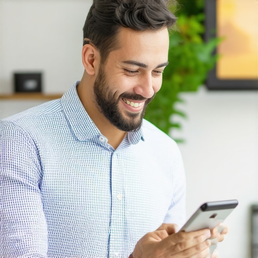 Business owner updating Google My Business profile with photos and engaging with customers
