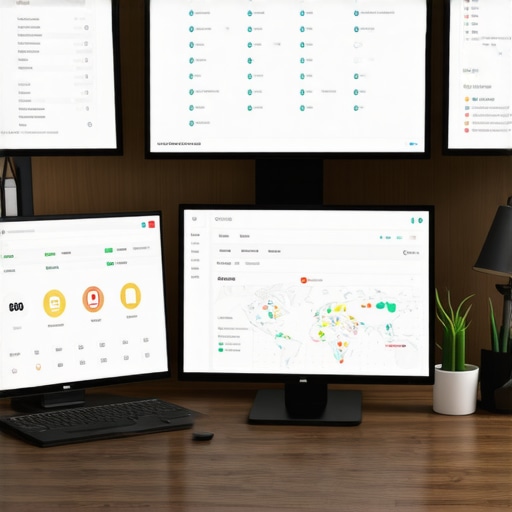 Local SEO Management Workspace Computer screens showing local SEO analytics, citation management, and Google Maps dashboards.