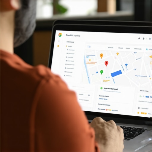 Optimizing GMB Profile for Local SEO Business owner working on Google My Business profile on a laptop for local SEO