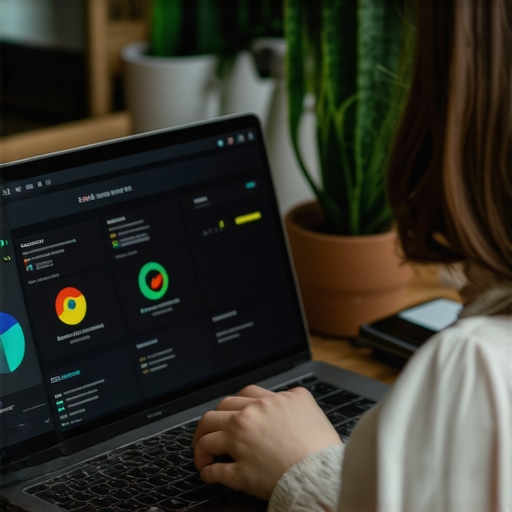 Analyzing Local SEO Data with Digital Tools A person reviewing local SEO analytics on a laptop in an office.