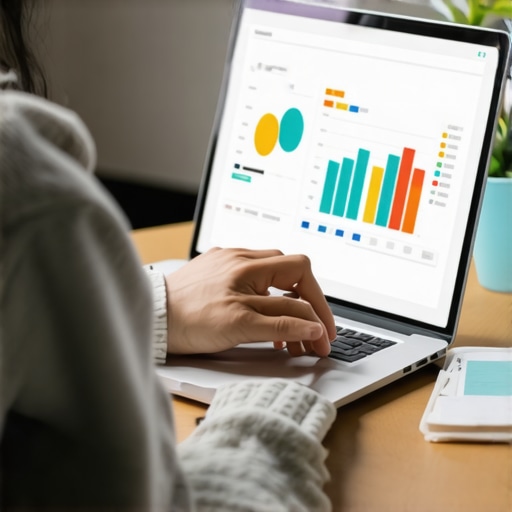 Person reviewing local SEO keyword analytics on a laptop with charts.