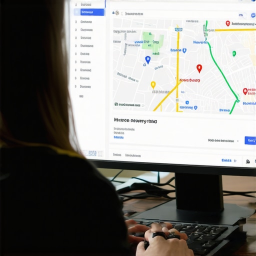 Person analyzing local SEO metrics using specialized software on a laptop.