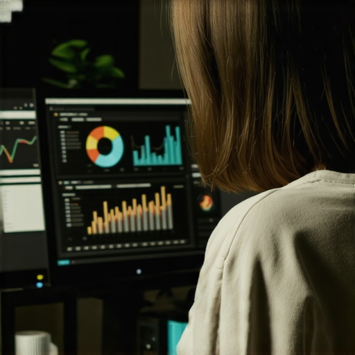 Digital marketer reviewing local SEO analytics on a laptop.