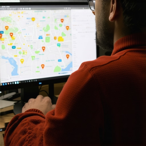 Business owner reviewing local SEO analytics on a computer