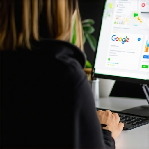 Business owner working on Google My Business profile optimization