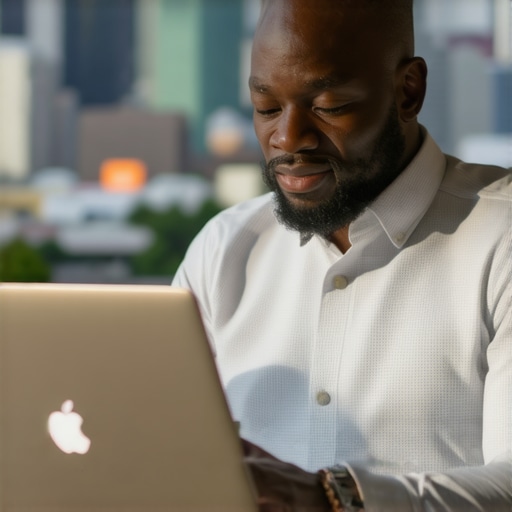 Business owner updating GMB profile on laptop to improve local SEO