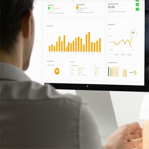 Business owner reviewing local SEO analytics on a digital dashboard.