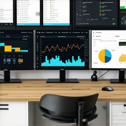 Close-up of a workspace with screens showing local SEO metrics, citation reports, and GPS location data.